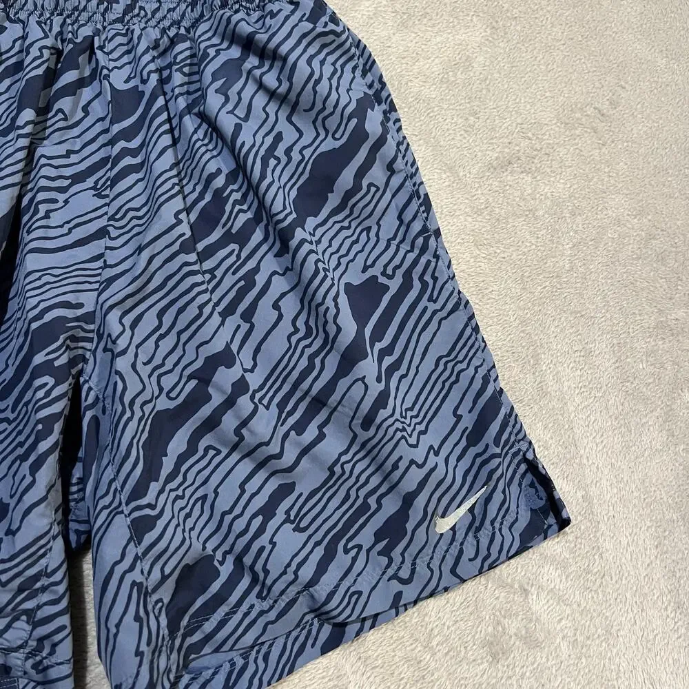 Nike Dri-Fit Challenger Running Shorts Mens Medium Blue Camo Pattern Lined